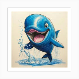 Blue Whale Drawing Art Print