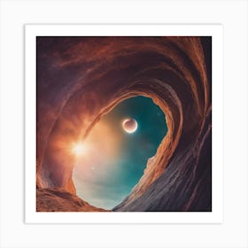 Eclipse Through A Cave Art Print