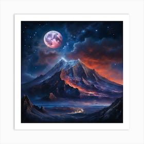 Moonlight Over The Mountains Art Print