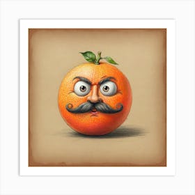 Orange With Mustache 1 Art Print