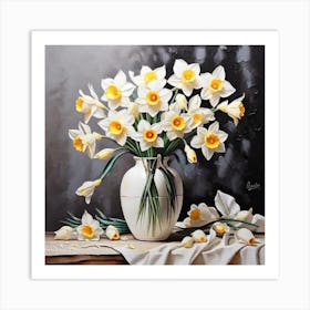 Daffodils In A Vase 12 Art Print