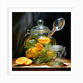 Oil painting of Glass Jar Of Lemons Art Print