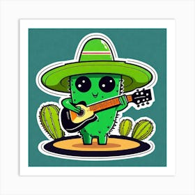 Cactus Playing Guitar 21 Art Print