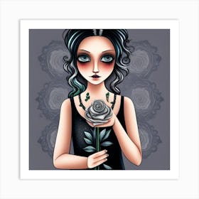 Little Goth Girl Art Print