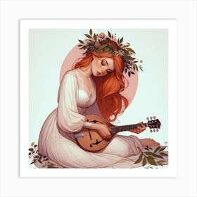 Girl with a mandolin Art Print
