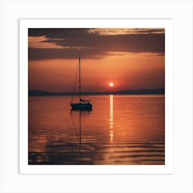 Sailboat At Sunset Art Print