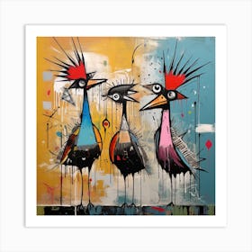 Abstract Crazy Whimsical Birds 1 Art Print