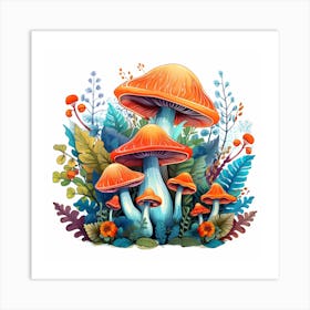 Mushrooms In The Forest 53 Art Print