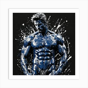 Blue Bodybuilder Canvas Art Art Print