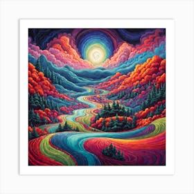 Psychedelic Landscape Painting Art Print