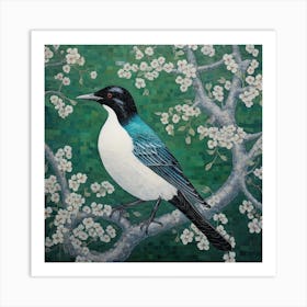 Ohara Koson Inspired Bird Painting Magpie 6 Square Art Print