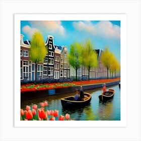 Vintage Travel Poster of Amsterdam, Wall Art Print Art Print