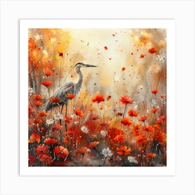 Lena1987 A Watercolor Illustration Of A Heron With Flowers In 02aedb86 486d 44fb 9ead E422d7ff79aa 0 Art Print