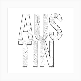 Austin Street Map Typography Square Art Print
