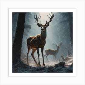 Deer In The Woods 32 Art Print