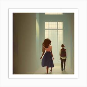 Portrait Of Two Girls Art Print