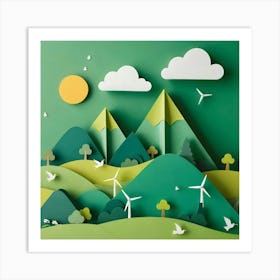 Landscape With Windmills Art Print