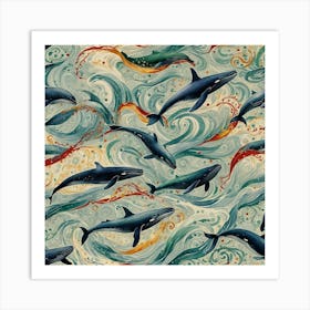 Whales In The Sea Art Print