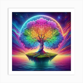 Tree of life with rainbow Art Print