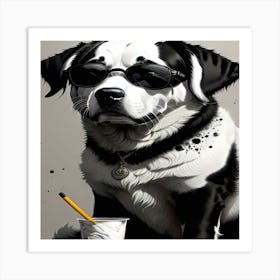 Dog With Sunglasses Art Print