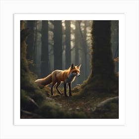 Red Fox In The Forest 57 Art Print