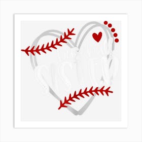 Womens Girls Baseball Sister Heart Distressed Art Print