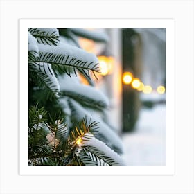 Christmas Tree In The Snow 5 Art Print