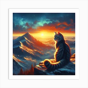 Cat In The Mountains 2 Art Print