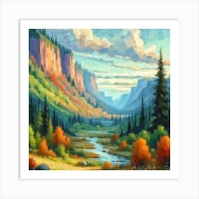 Valley landscape painting Art Print