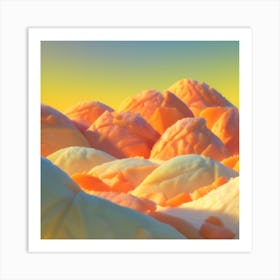 Foodmade Style Evening Rosegold Beach At Sunse Amidst The Mountains Art Print