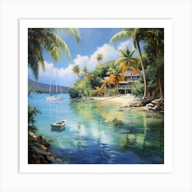 AI Artistic Horizon: Tropical Mirage 1 Art Print