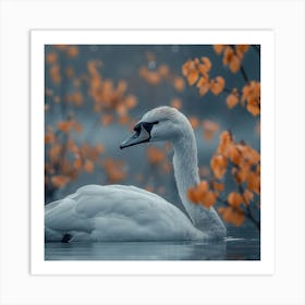 Swan In Autumn 2 Art Print