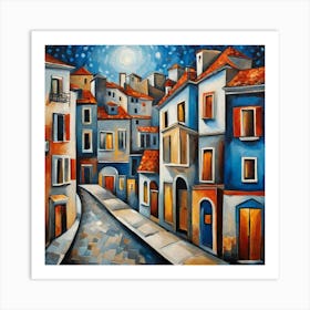 Italian City At Night Art Print