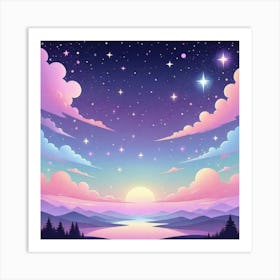 Sky With Twinkling Stars In Pastel Colors Square Composition 319 Art Print