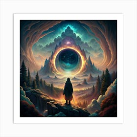 Man In Forest With Black Hole Art Print