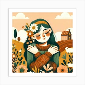 Girl In The Field Art Print