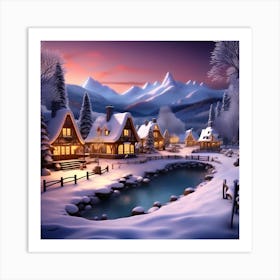 Winter Village Art Print