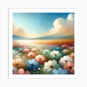 Cosmos Flowers and The Sky Art Print