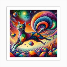 Psychedelic Cat Art Print