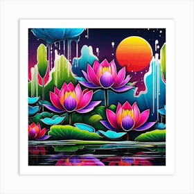 Lotus Flower Painting 8 Art Print