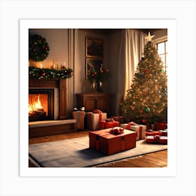 Christmas Tree In The Living Room 17 Art Print