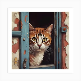 Cat In The Window Art Print