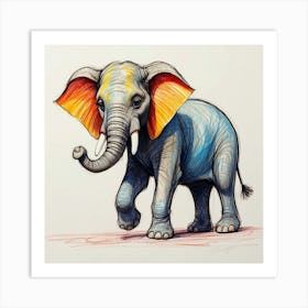 Elephant Drawing Art Print