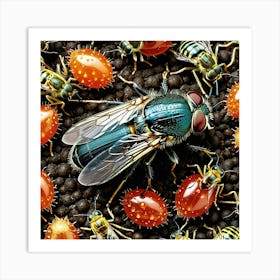 Flies Insects Pest Wings Buzzing Annoying Swarming Houseflies Mosquitoes Fruitflies Maggot (7) Art Print