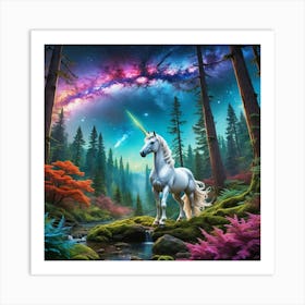 Unicorn In The Forest Art Print