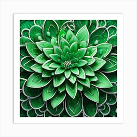 Green Flower Art Print