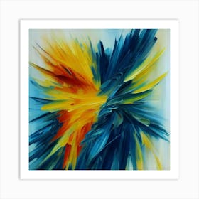 Gorgeous, distinctive yellow, green and blue abstract artwork 4 Art Print