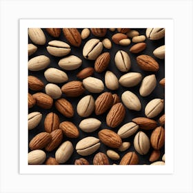 Almonds On Black Background 4 Art Print