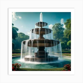 Fountain of water in Garden Art Print