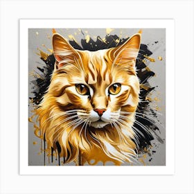 Golden Cat Painting Art Print